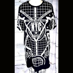Deconstructed NYC black white grid space designs dress